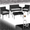 Ensemble de meubles de jardin d'extérieur en résine tissée, canapé 2 places, 2 chaises longues et 1 table de jardin, coussins inclus, meubles de jardin