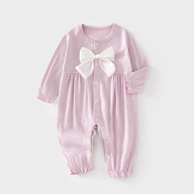 Somenie Strampler für Neugeborene, Mädchen, Baby, niedliche Fliege, langärmelig, Rundhalsausschnitt, Onesies, Kleidung für alle Jahreszeiten, Babe-Overall Image