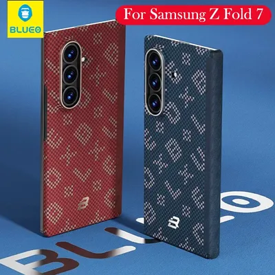 Blueo Carbon Fiber Hülle für Samsung Z Fold 7, Kevlar Wireless Charging Back Cover Case für SAMSUNG Z FOLD 7