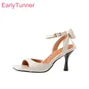 2025 neue Sommer Klassische Schwarz Beige Frauen Slingback Sandalen Heiße High ThinHeels Dame Nude Schuhe Plus Große Kleine Größe 32 43 45 48