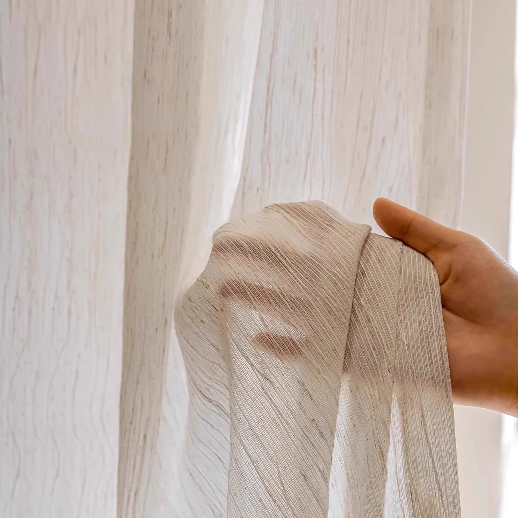 Leinen-Stil, japanische weiße Baumwolle, Leinen, Fenster, Gaze, Wohnzimmer, Schlafzimmer, Gastfamilie, durchscheinender Gaze-Vorhang, mittelalterlicher Vorhang Image