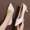2025 New Women's Genuine Leather Pointed-Toe Pumps - Slim Heel Slip-On Dress Shoes, Spring/Fall Office Flats