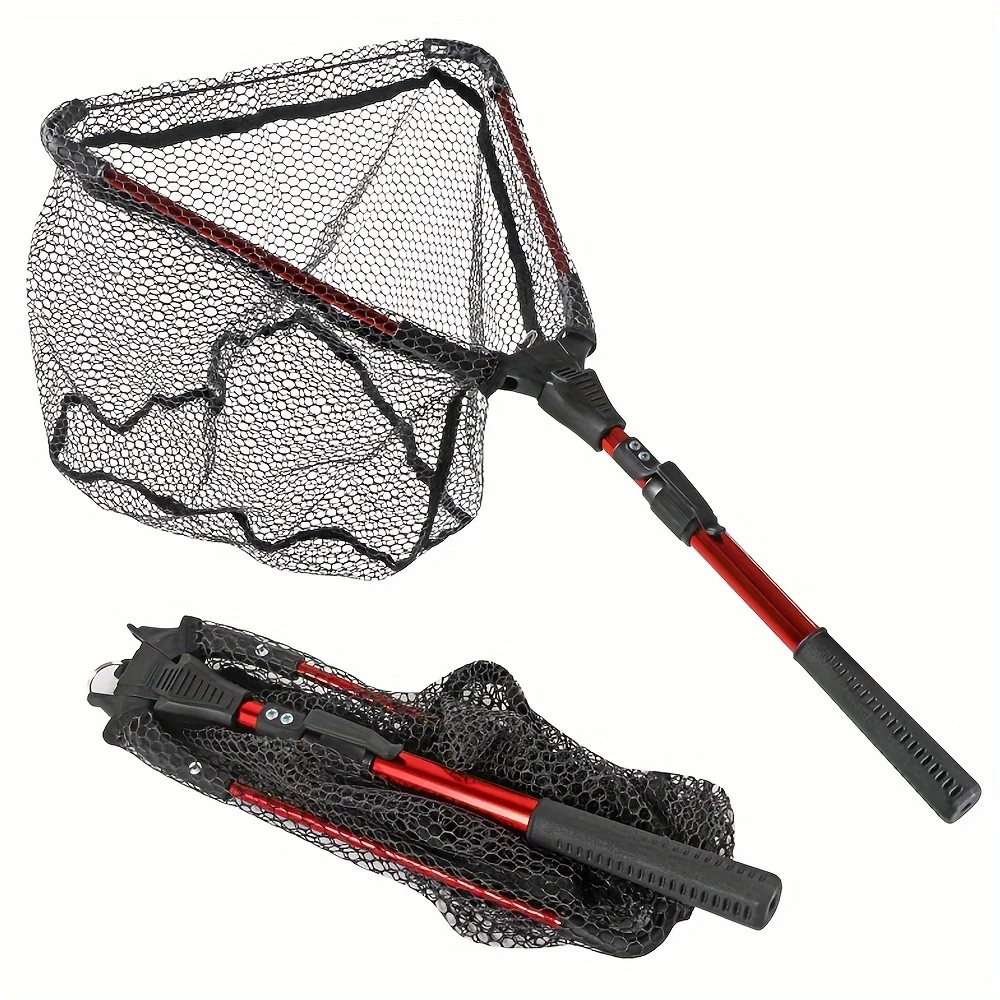 1pc Rete da pesca Rete da pesca pieghevole telescopica triangolare retrattile in lega di alluminio Rete da pesca pieghevole con palo telescopico