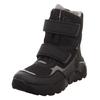 Winterboots SUPERFIT "ROCKET WMS: Weit", Kinder, Gr. 34, schwarz, Lederimitat, Polyester, casual, Schuhe, Klettstiefel mit Schurwolle und GORE-TEX, Größenschablone zum Download