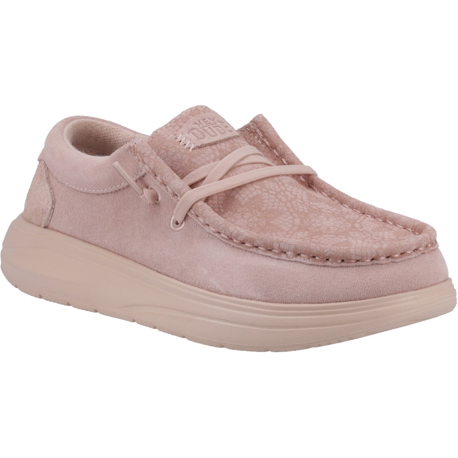HEYDUDE Wendy Comf Suede Womens Rose Dust Moccasins Shoes - Pink - Size UK 6 | HEYDUDE Sale | Discount Designer Brands
