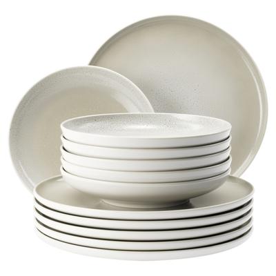 Tafelservice SELTMANN WEIDEN "Sento Home, Geschirr-Set, 12-teilig", aura cream, 12 tlg., Porzellan, Geschirr-Sets, Teller-Set, harmonisch geschwungene Form Image