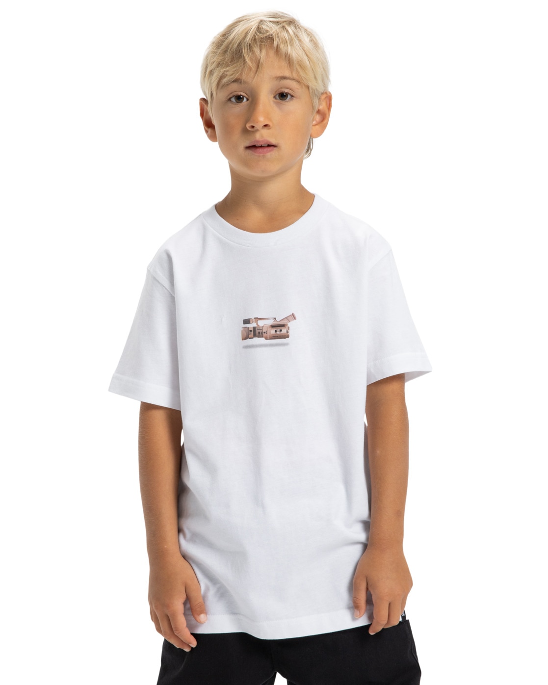 T-Shirt DC SHOES "DC Handy Cam", Jungen, Gr. 12(148-156cm), weiß, 75% Baumwolle, 25% Baumwolle, Shirts T-Shirt