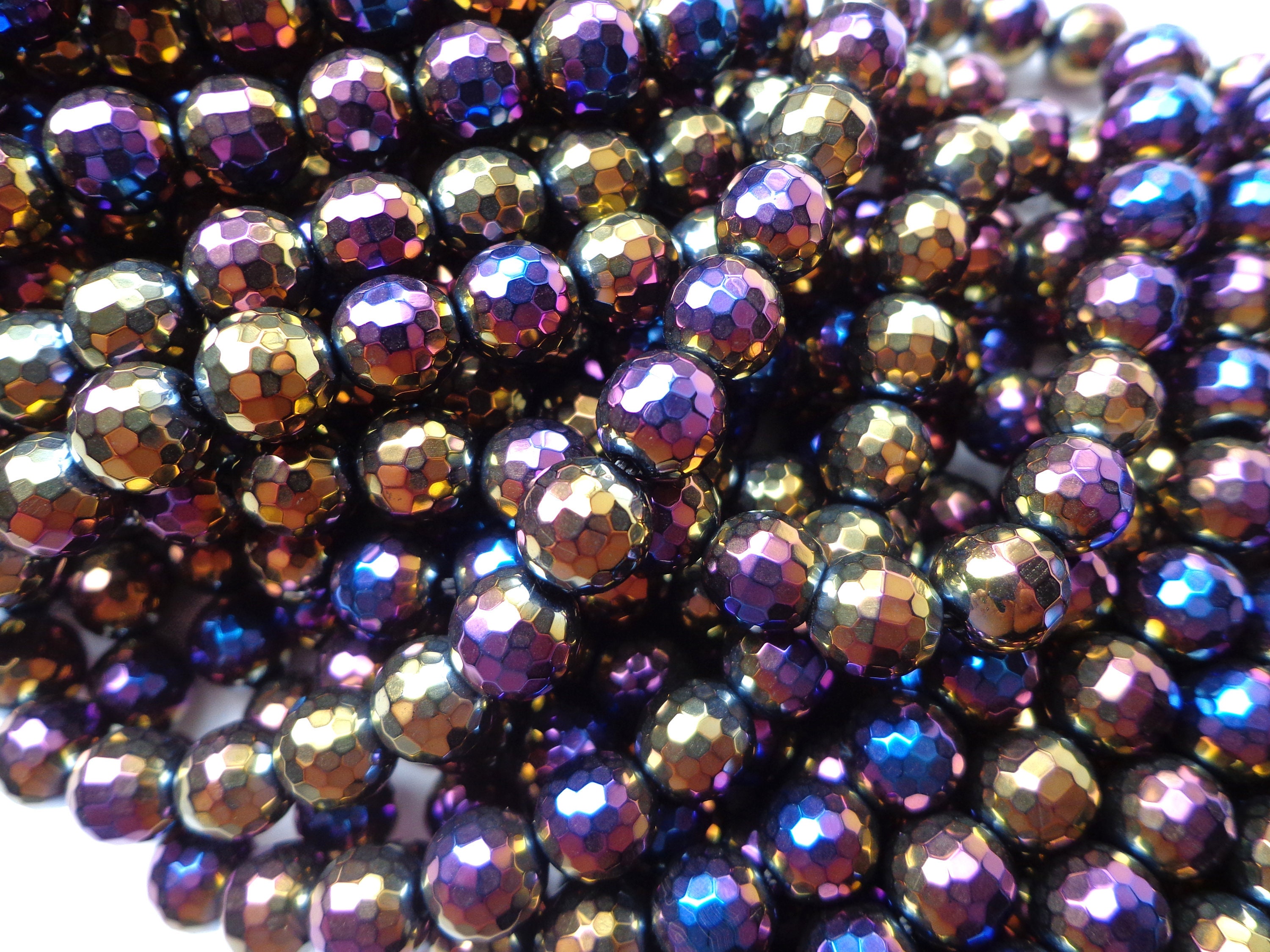 Perles de pierres précieuses en agate mystique AAA 6 mm, 8 mm, 10 mm, perles rondes à facettes, belles perles or violet, perles de grande qualité ! Lo