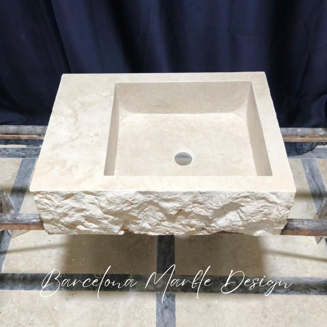 Commande personnalisée évier en travertin, évier mural en marbre - évier en travertin fait main, pierre naturelle, bassin, évier en travertin pour sal