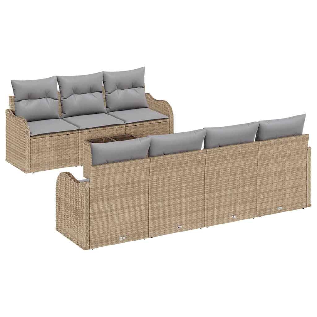 vidaXL Garten-Sofa-Set 8 pcs Beige 55 x 55 x 37 cm Poly Rattan Image