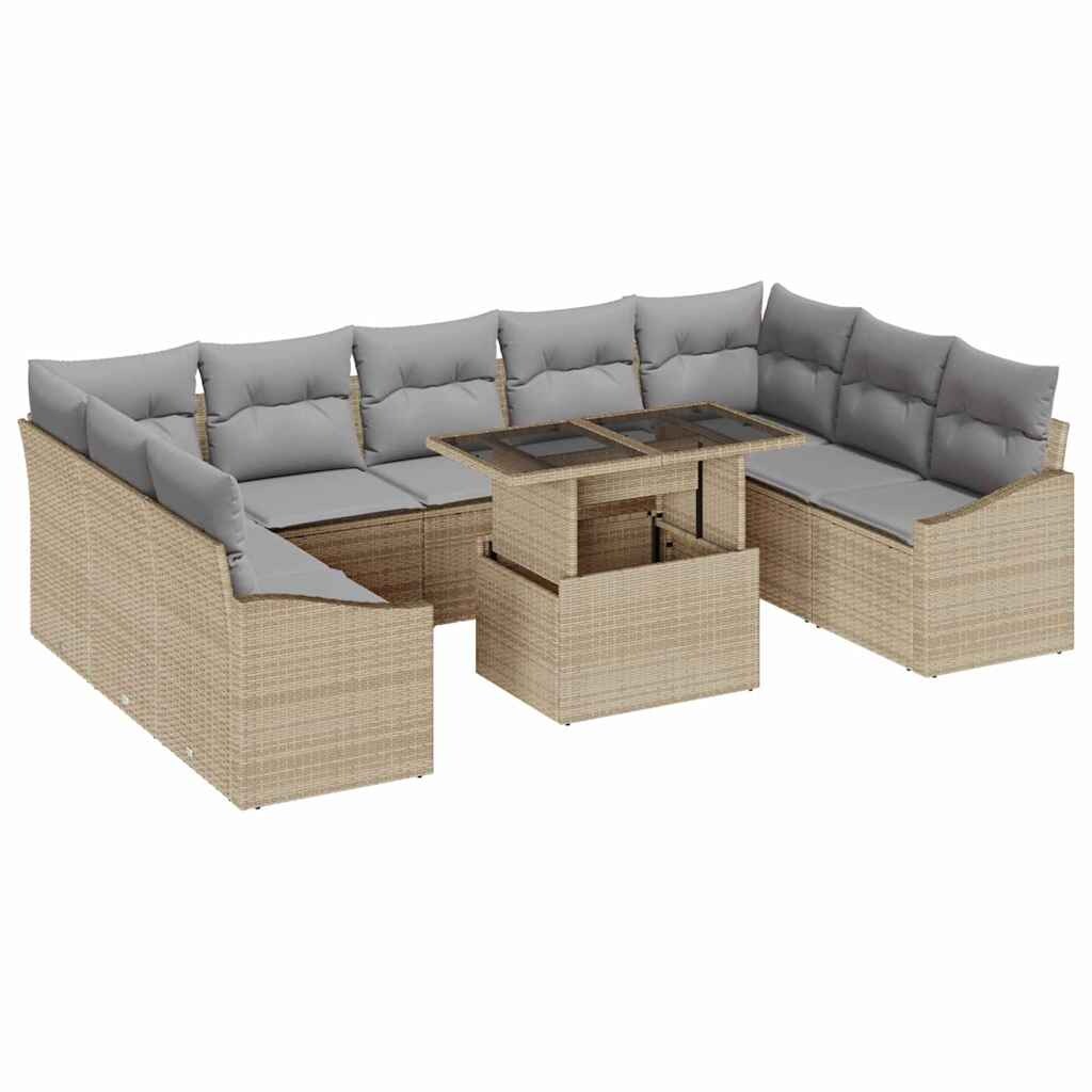 vidaXL Garten-Sofa-Set 10 pcs Beige, Hellgrau 100 x 55 x 73 cm Image