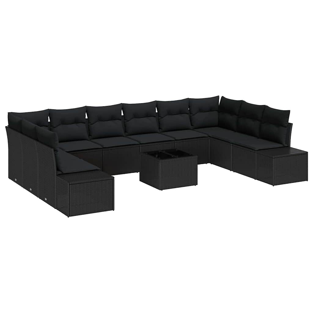 vidaXL Garten-Sofa-Set 11 pcs Schwarz 344 x 209 x 85 cm Poly Rattan Image