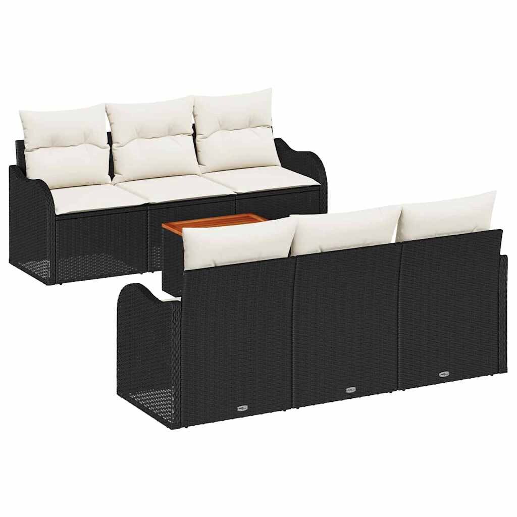 vidaXL Garten-Sofa-Set 7 pcs Schwarz, weiß Image