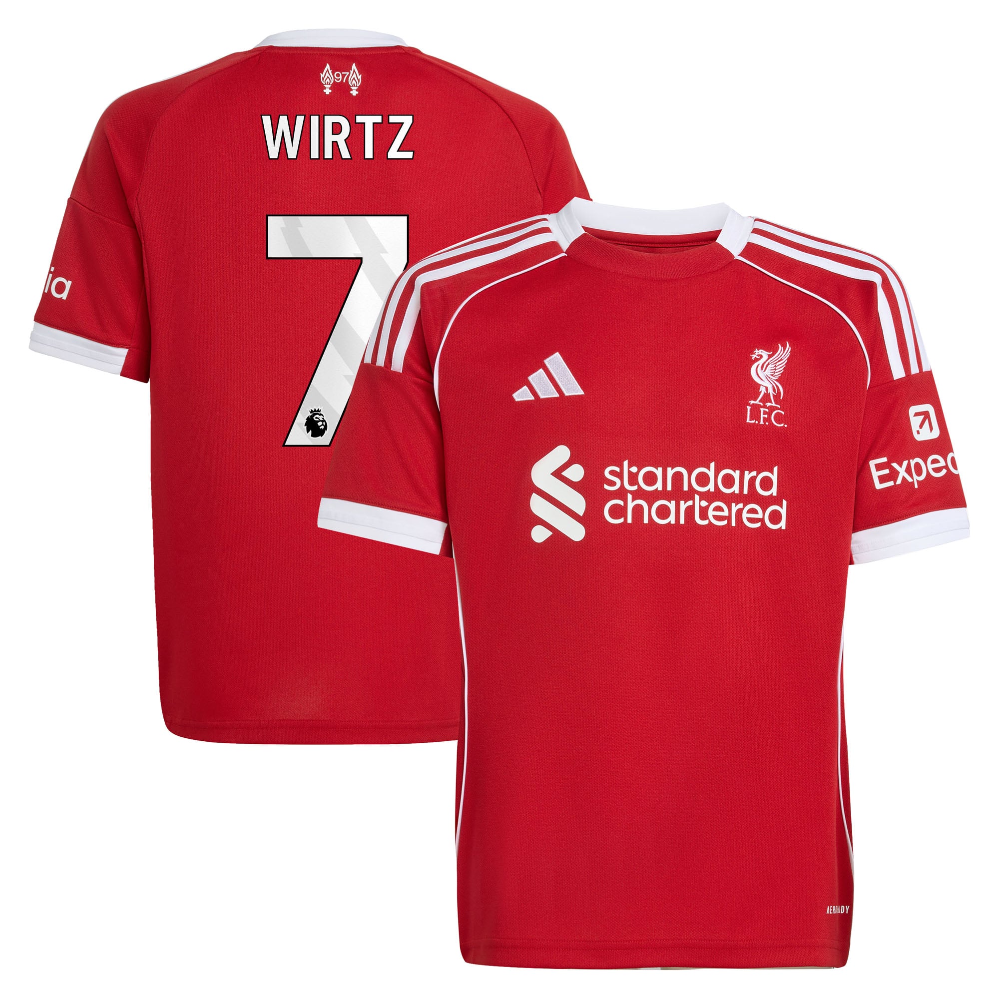 Maillot Liverpool adidas Domicile 25/26 - Enfant avec flocage Wirtz 7