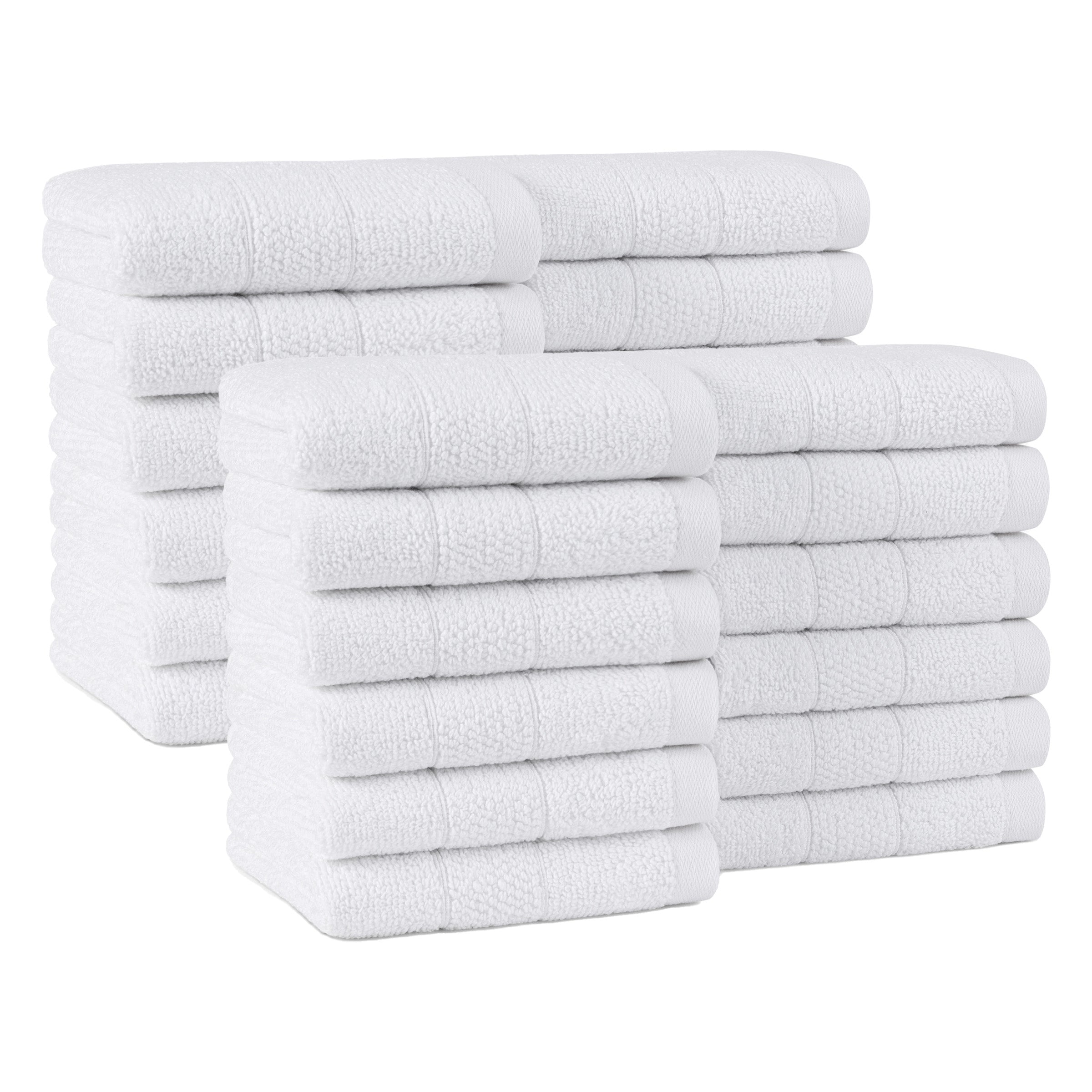 Arkwright Home Family Essentials Washcloths (Pack of 24), 12x12, Cotton, White (P-FEWC-24PK-WH)