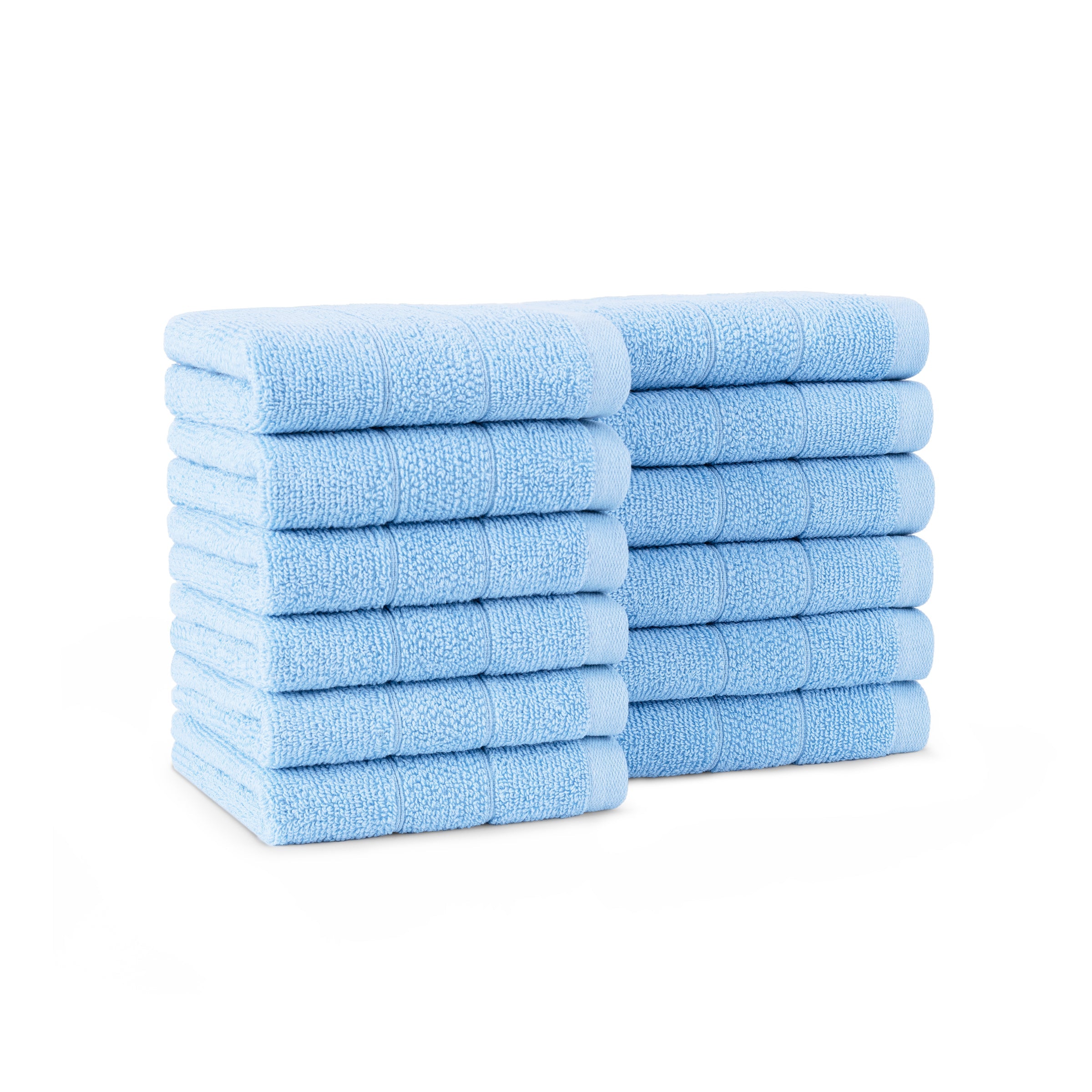Arkwright Home Family Essentials Washcloths (Pack of 12), 12x12, Cotton, Blue (P-FEWC-12PK-BL)