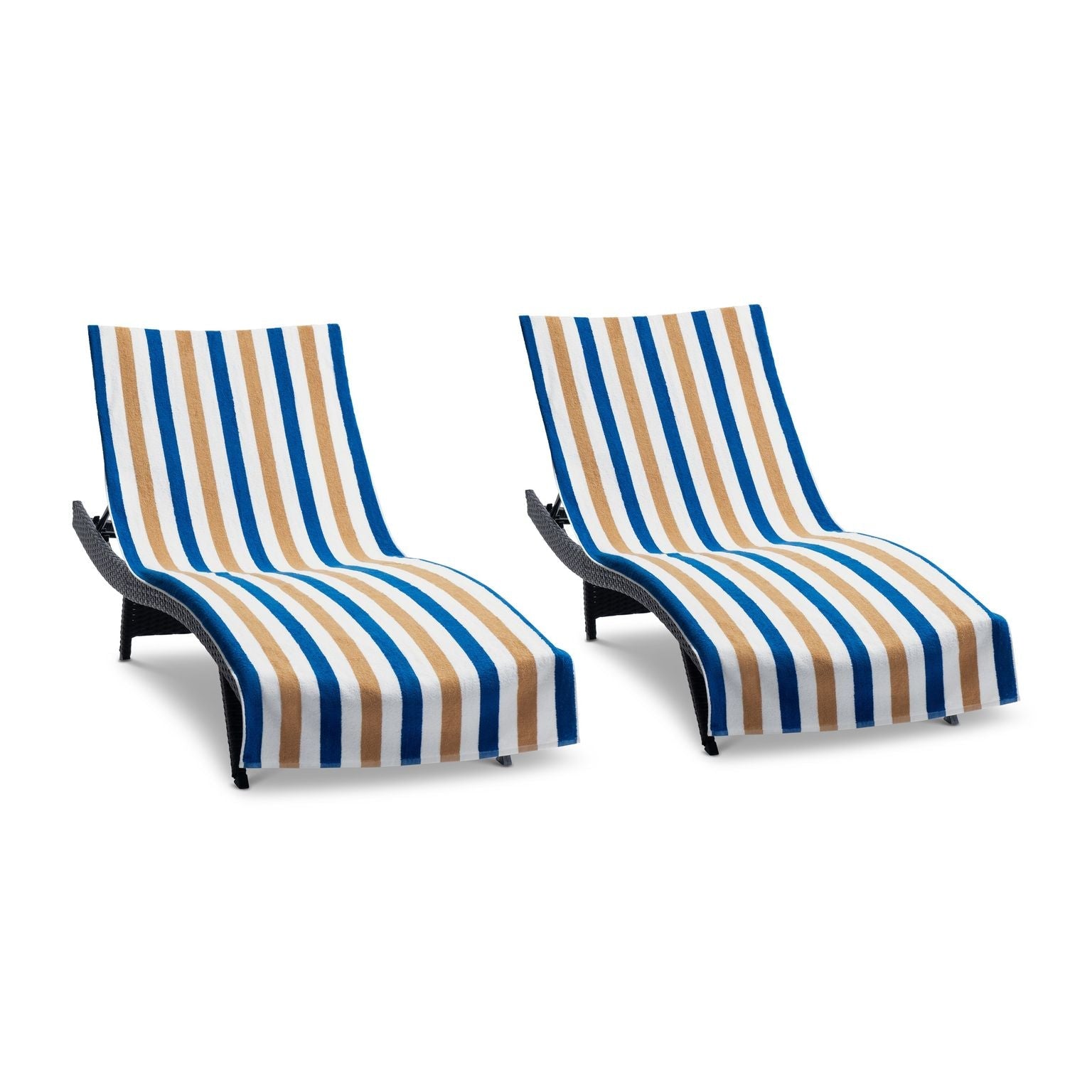 Arkwright Home Cabo Cabana Chaise Cover 30x85 Navy/Beige (2/Pack) (P-CC-CC-NVBG)