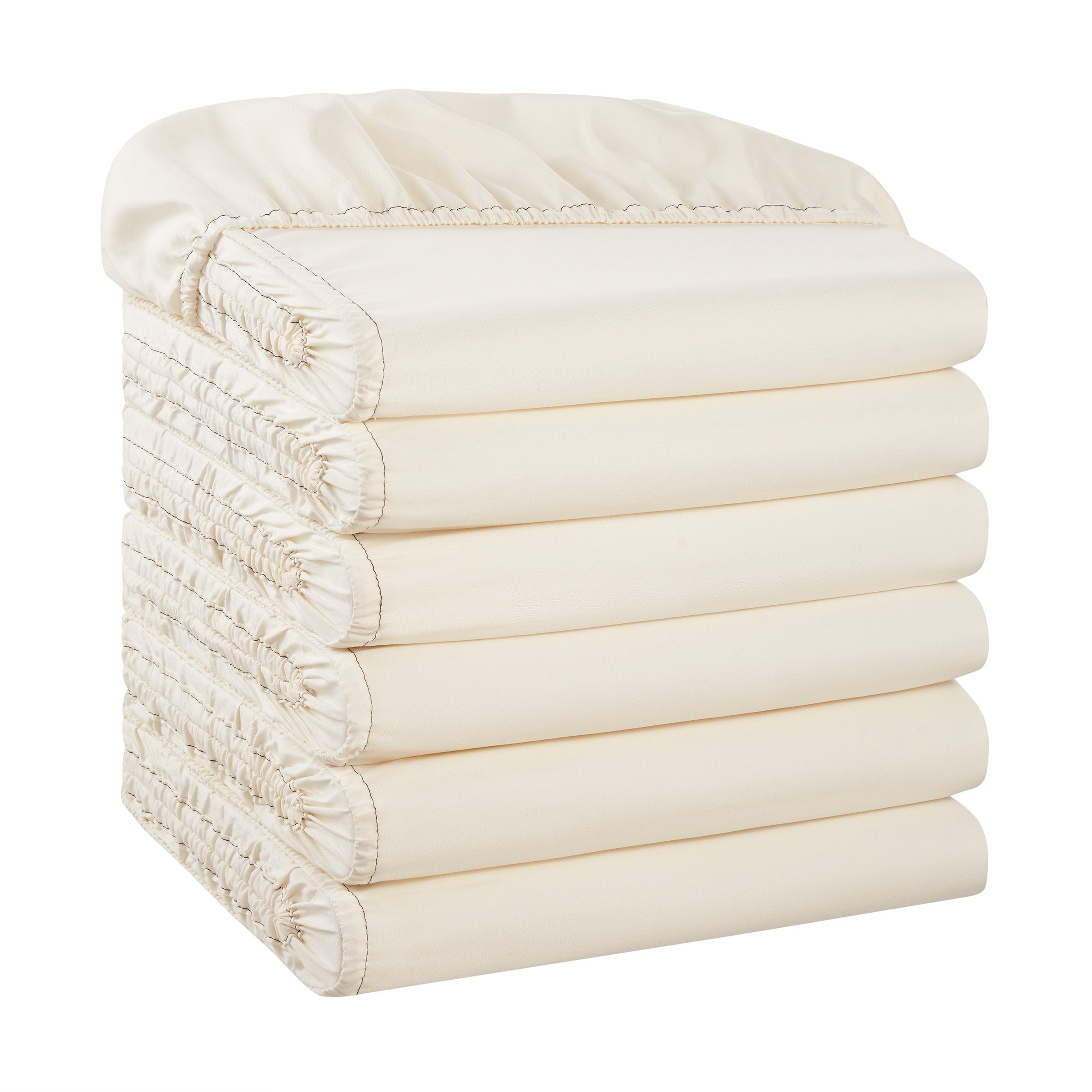 Host & Home Microfiber Fitted Sheet Queen Ivory (6/Pack) (P-MFS-608012-IV)