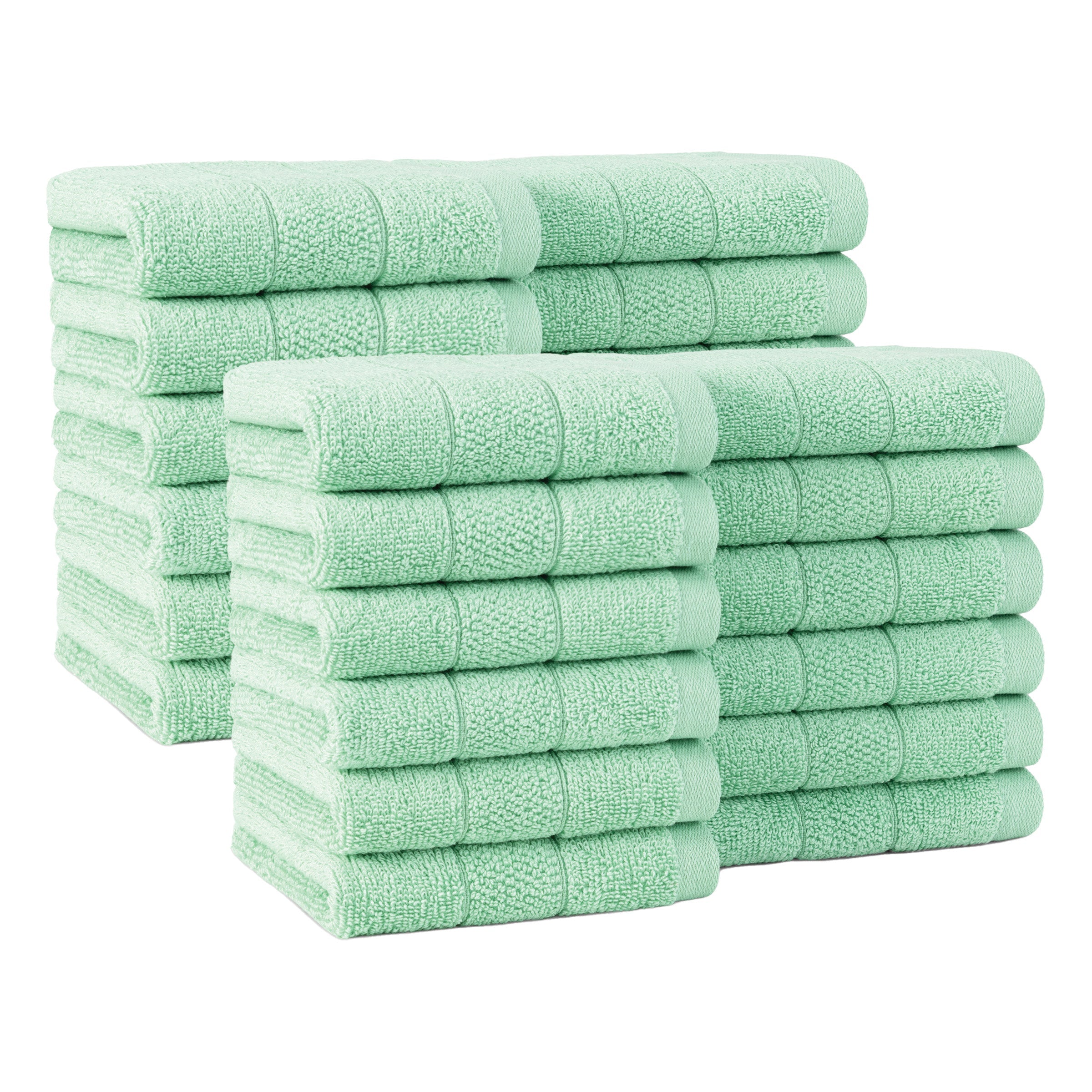 Arkwright Home Family Essentials Washcloths (Pack of 24), 12x12, Cotton, Green (P-FEWC-24PK-SG)
