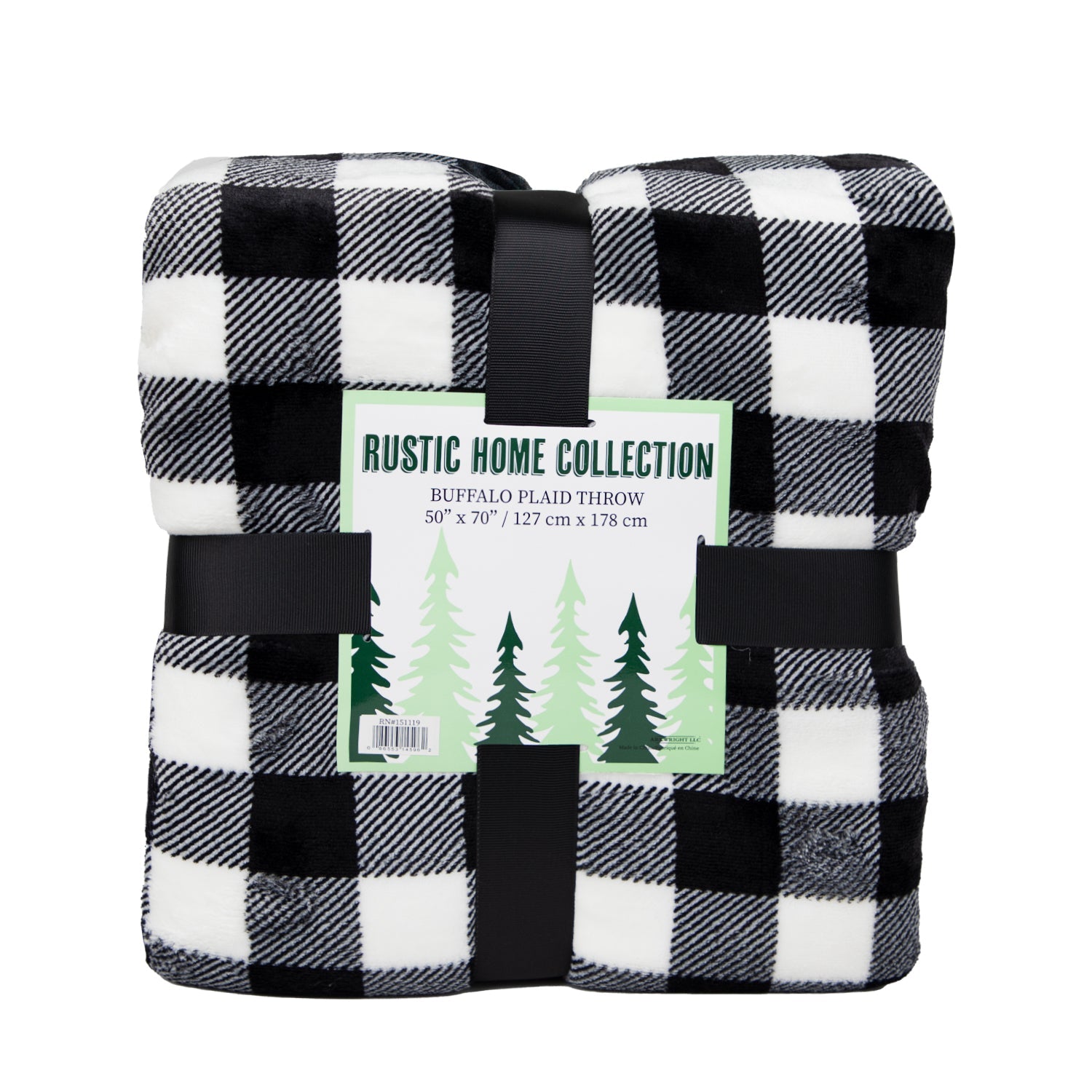 Arkwright Home Rustic Home Buffalo Plaid Throw 50x70 White/Black (P-THROW-BLKPLD)