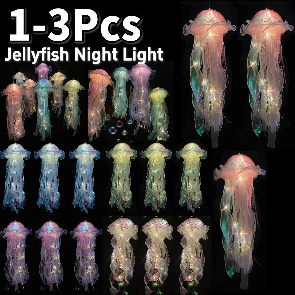1-3Pcs LED Quallen Nachtlicht Lampe Leuchtende Laterne Mädchen Geburtstag Party Hochzeit Decor Kreative Atmosphäre Hause zimmer Dekor Image