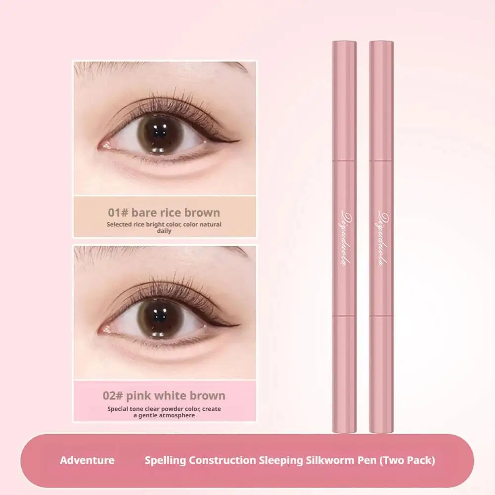 Multifunktionaler doppelseitiger liegender Seidenraupenstift, schweißfester Kontur-Liner, Augenaufheller, nackter Make-up-Stift, wasserfestes Make-up Image