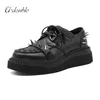 Gothic Ankle Rock Schuhe 2025 Neue Punk Stil Frauen Schuhe Lace-up Ferse Höhe 5 CM Plattform Schuhe Frau metall Dekor Frau Turnschuhe