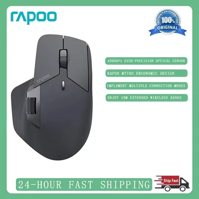 New RAPOO MT760 Mouse Bluetooth Wireless Tri Mode Ergonomics Mouse Gamer Accessory for Computer Pc Laptop Gaming Office for Gift