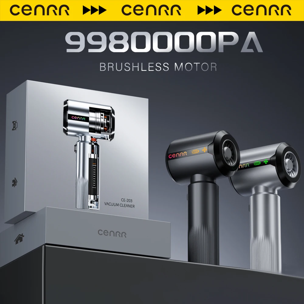 CENRR Neuer Auto-Staubsauger, kabellos, Mini, leistungsstarker tragbarer Hand-Autoreiniger, LED-Leistungsanzeige, Geschenklampe, Luftpistole, 7500 mAh Image