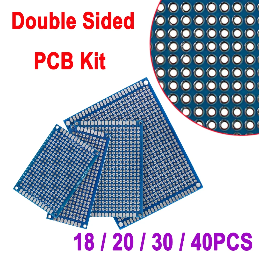 18/20/30/40PCS Universal Doppelseitige PCB Board kit 2x8 3x7 4x6 5x7 7x9cm PCB Experiment Blau Prototyp Schaltung Breadboard Image