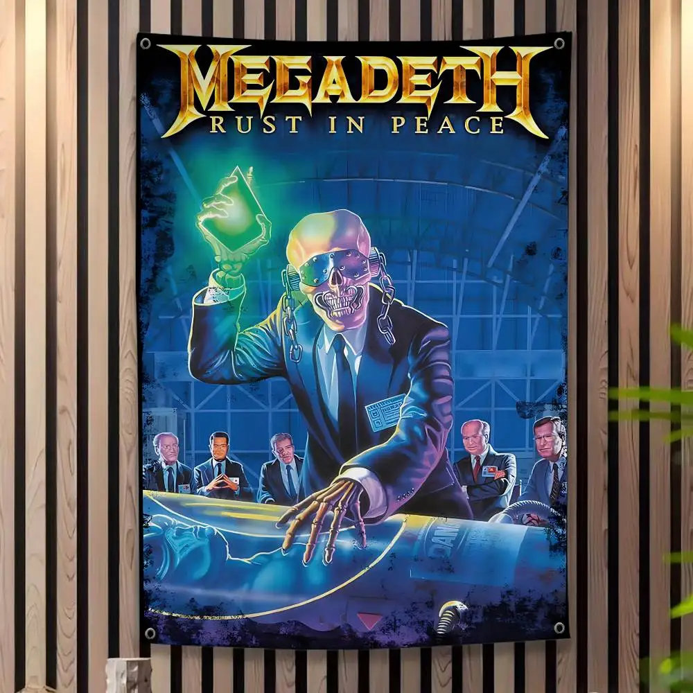 Vintage M-megadeths H-heavy M-metal Rock Band Kreatives Muster Hängende Flagge Polyester Bedrucktes Banner Handgezogene Flagge