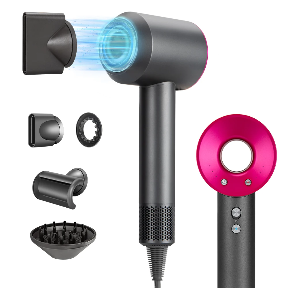 5-in-1 elektrischer Ionen-Haartrockner, Hochgeschwindigkeits-Haartrockner ohne Flügel, negative Ionen, professioneller 1,8 m superblattloser Haartrockner Image