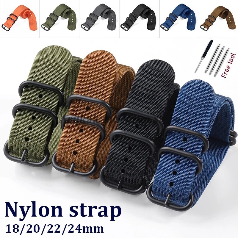 18 mm 20 mm 22 mm 24 mm schwarzes Nylon für Omega Seamaster 007 für Huawei Watch GT5/GT4/GT3 Uhrenarmband Herren Damen Canvas Uhrenarmband Image