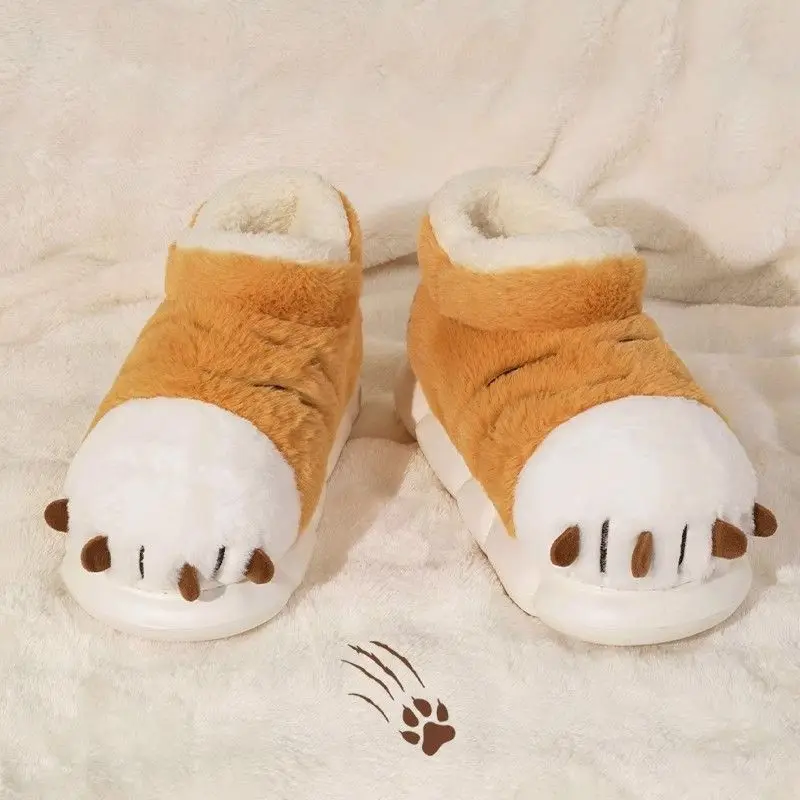 Neue lustige Tigerpfote Hausschuhe Männer Winter pelzige Booties Indoor Outdoor Pull-on-Schuhe Mann warme Stiefeletten Slipper Tierklaue Schuhe