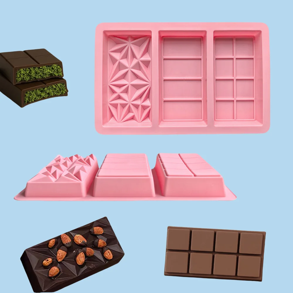 1 Stück kreative 3-teilige Schokoladen-Energieriegel-Silikonformen, Pudding, Kekse, Kuchendekoration, Backutensilien Image