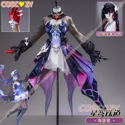 Honkai Star Rail Hysilens Cosplay Kostüm Perücke Hochwertiges Kleid Kopfbedeckung Amphoreus Festival Halloween Party Uniform Frauen Mädchen Image