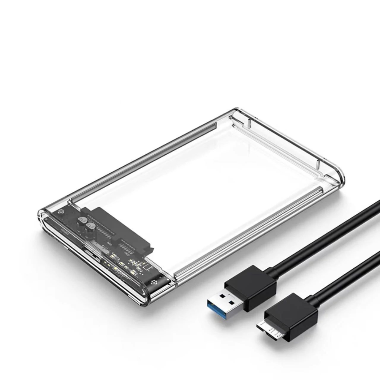 2,5-Zoll-SATA-SSD-HDD-Gehäuse, USB 3.0/Typ C, transparentes externes Festplattengehäuse mit 5 Gbit/s Übertragungsgeschwindigkeit, werkzeuglose Festplattenbox Image