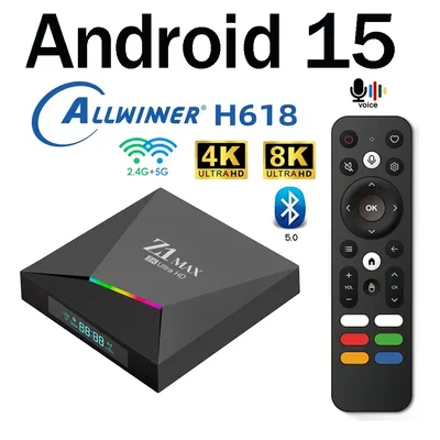 Z1 Max Smart TV Box HD 8K 4K 4 5G WiFi BT5.0 100M LAN Sprachassistent Android 15.0 Allwinner H618 TV Box Set Top Box IPTV