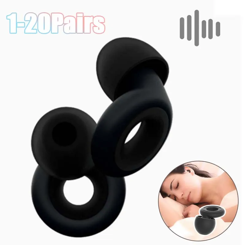 Schalldichte Ohrstöpsel zum Schlafen, Lernen, Arbeiten und Reisen, weiche Silikon-Isolationsstöpsel, wiederverwendbarer Gehörschutz Image