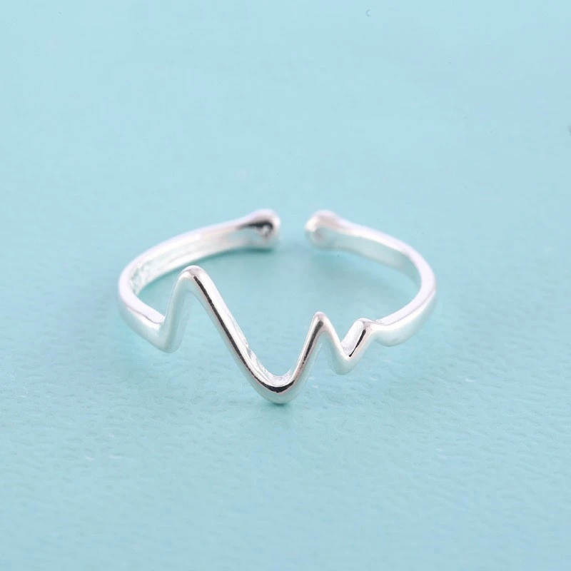 Neue Mode Einfache V-Ring 925 Sterling Silber Welle Blitz Geformt Beliebte Öffnung Ringe R007 Image