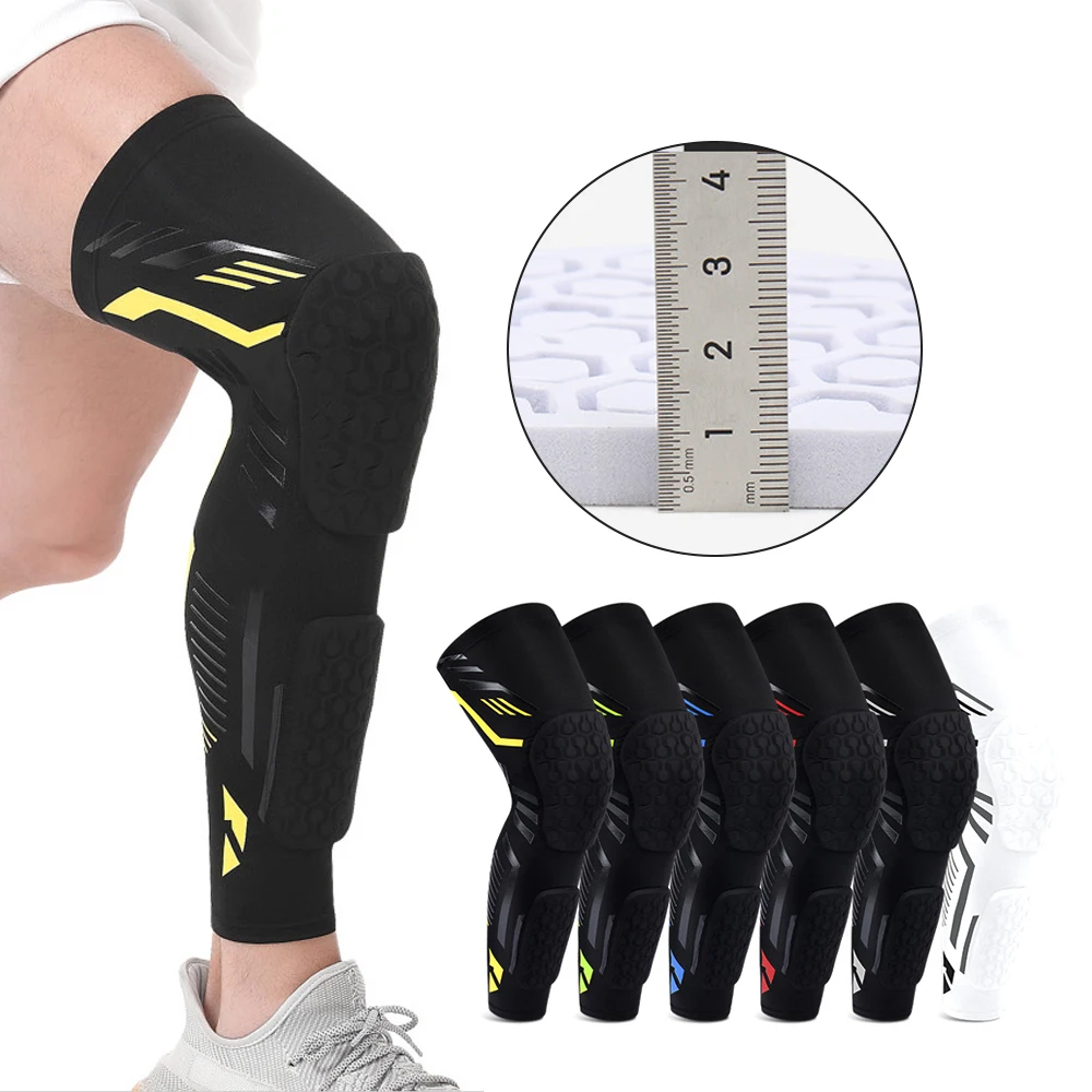 1PCS Knie Wade Gepolsterte Kompression Bein Hülse Oberschenkel Sport Schutz Getriebe Schienbein Brace Unterstützung für Fußball Basketball Volleyball Image