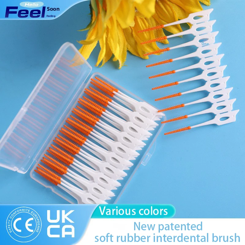 240 Teile/schachtel Interdentalbürste Weiche Gummi Zähne Reinigung Werkzeuge Zahnreinigung Zwischen Zähne Zahnbürste Mundhygiene Pflege Werkzeuge Image