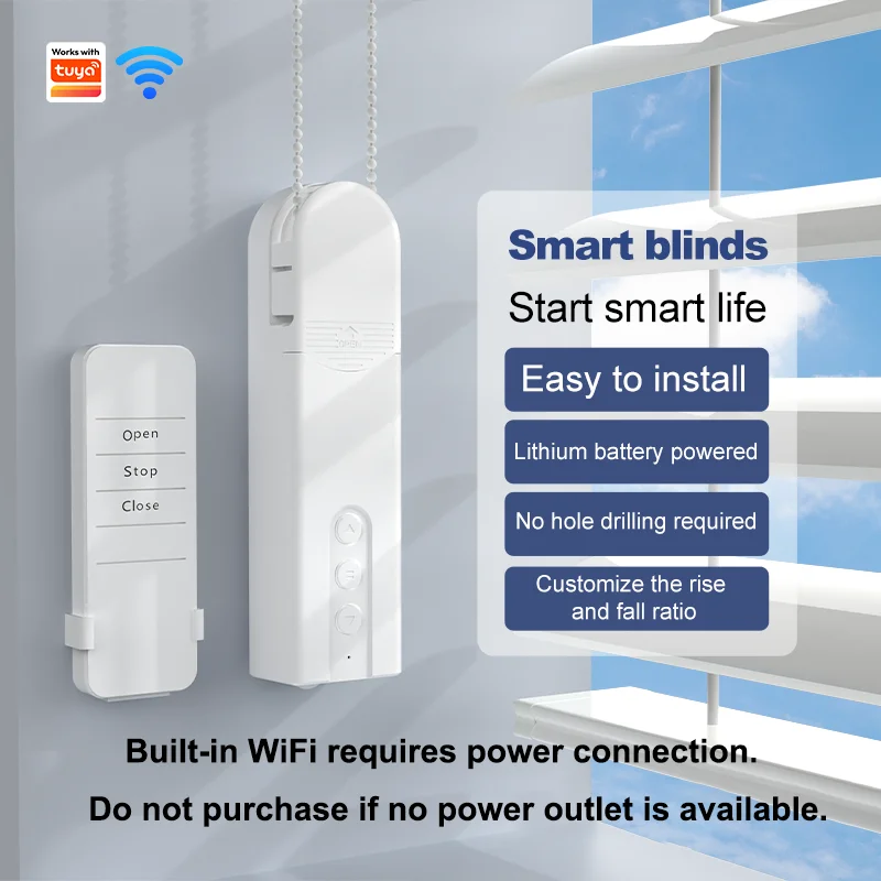 Smart Home-Vorhänge mit WLAN-Fernbedienung, elektrischer automatischer Vorhangmotor-Vorhangöffner, Steckdosen müssen reserviert werden Image