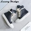 Rick Vintage Männer Stiefeletten High-Top-Freizeit schuhe schwarze Leder Turnschuhe Reiß verschluss Hip Hop Streetwear Wohnungen gemischte Farben Unisex-Schuhe