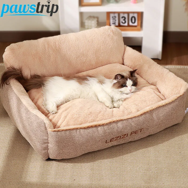 Winterwarmes Haustier-Hundebett, abnehmbares, waschbares Haustiersofa für kleine und mittelgroße Hunde, Katzen, verdicktes Welpen-Schlafbett, Heimtierbedarf Image