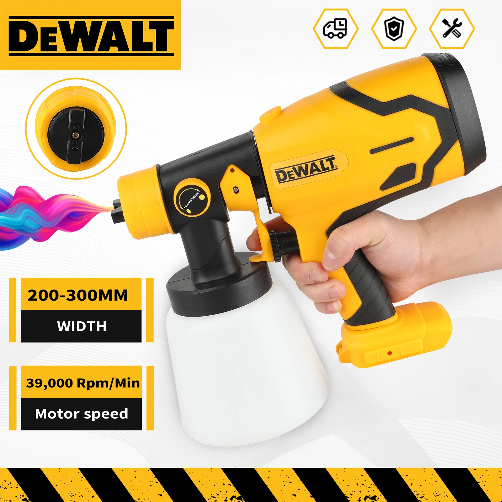 Dewalt 20 V batteriebetriebene 800 ml elektrische Spritzpistole: hohe Leistung für Möbel, Auto, Airbrush mit Stahlbeschichtung Image