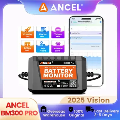 ANCEL BM300 PRO Bluetooth Battery Tester 6V/12V/24V Battery SOH SOC Analyzer Cranking/Charging Test Tools for Car Motorcycle