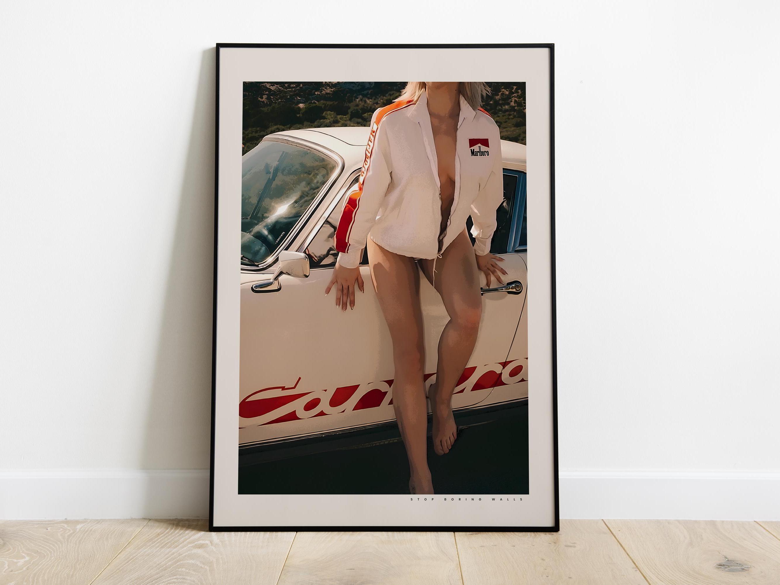 Vintage Porsche Poster, Vintage Porsche Print, Porsche Wall Art, Vintage Car Poster, Old Porsche Poster, Poster Marlboro, Porsche 911
