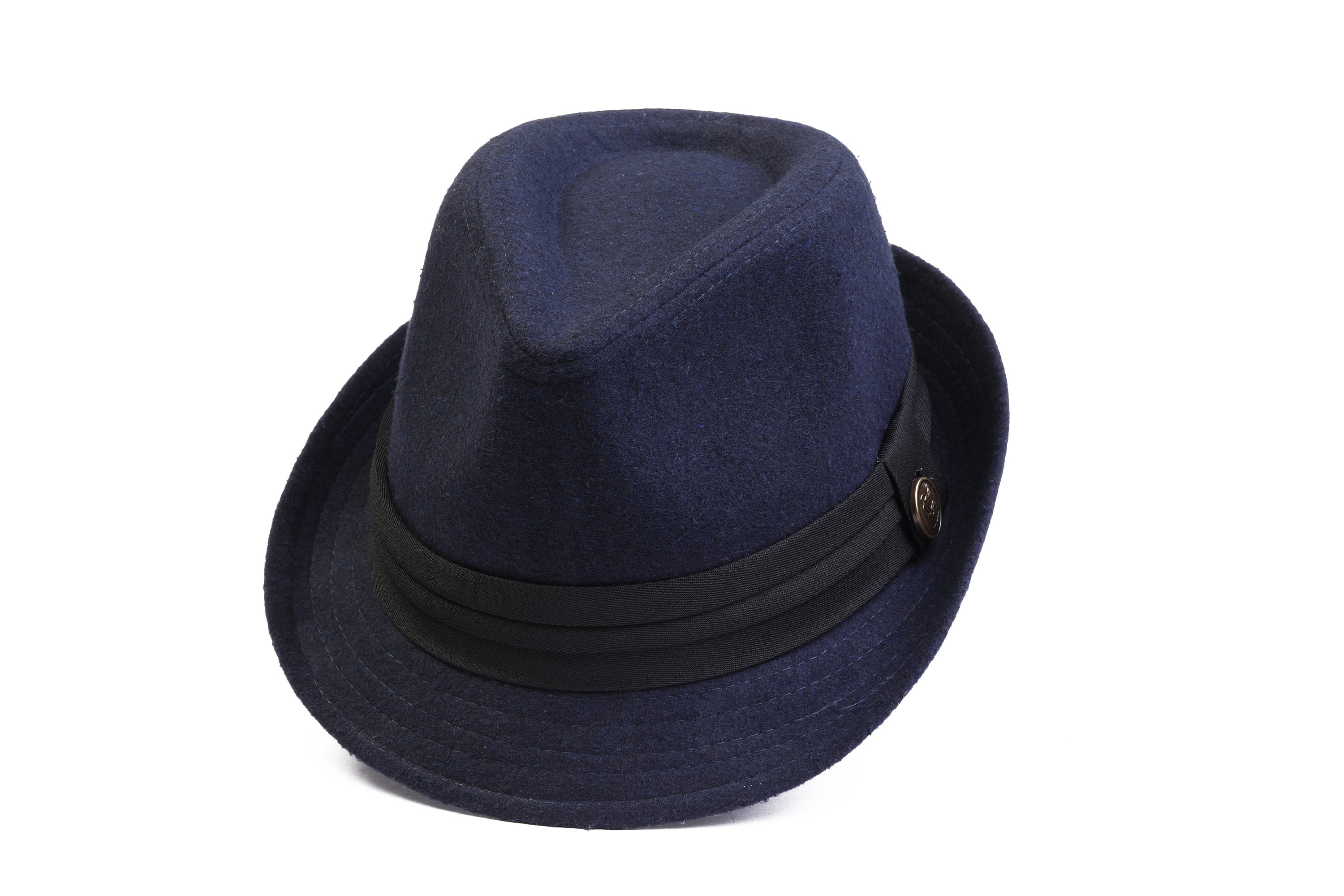 Cappello in pile polare Fedora blu scuro, cappello invernale da uomo, cappello Fedora rigido, cappello Boho uomo, cappello a tesa corta, cappello vint