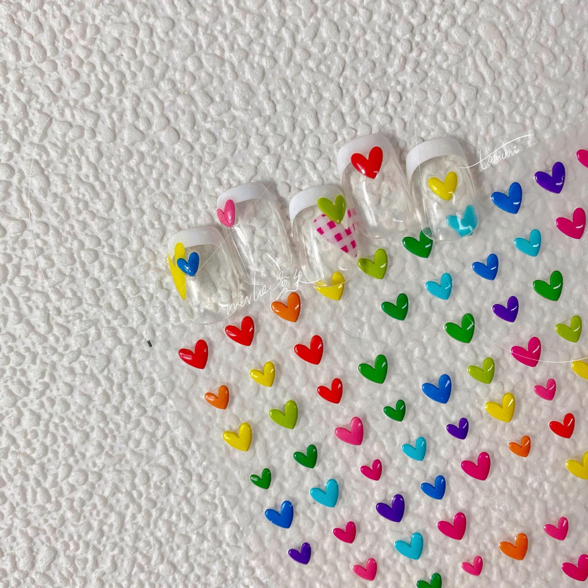 Adesivi per unghie a forma di cuore, adesivi per unghie a forma di cuore effetto gelatina, adesivi per unghie a forma di cuore colorati, adesivi per u